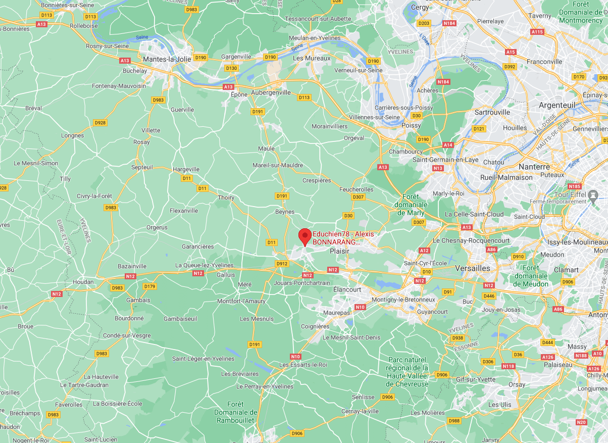 Alexis bonnarang educateur canin yvelines education canine 78 comportementaliste EDUCHIEN78 educhien78 plan adresse dresseur chien dressage