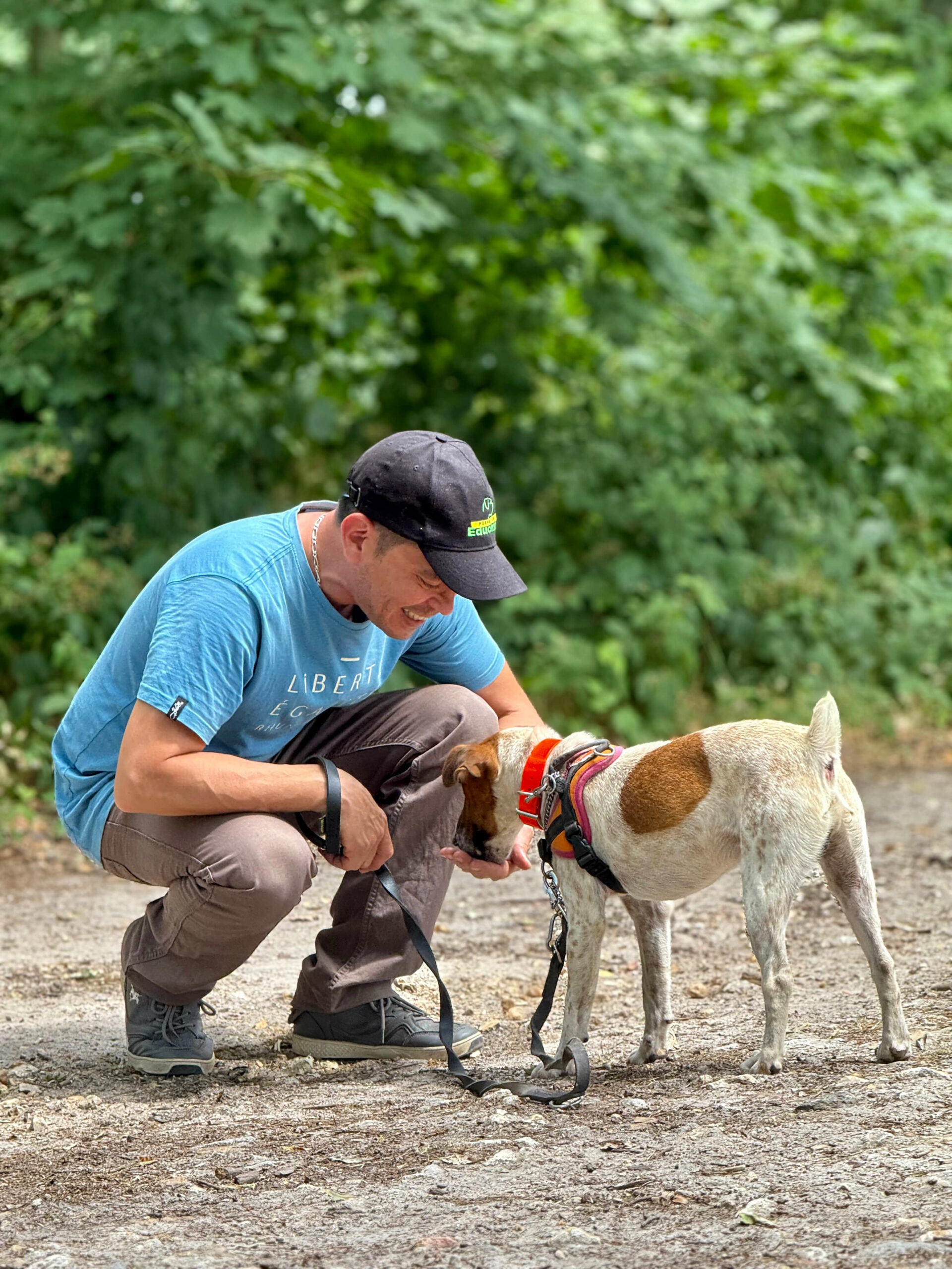 Pratique en refuge, élève de formation professionnelle au métier d'éducateur canin comportementaliste. Une formation D'EDUCHIEN. Pratique avec les chiens de refuge.